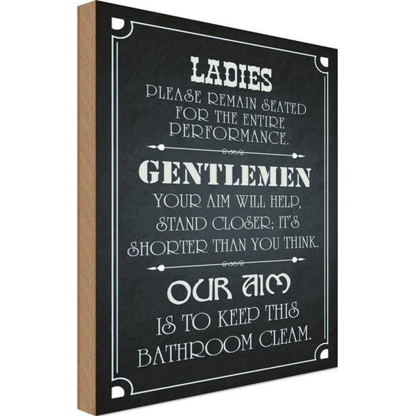 Vianmo Insegna In Legno 18X12 Cm Ladies Gentlemen Badezimmer-image