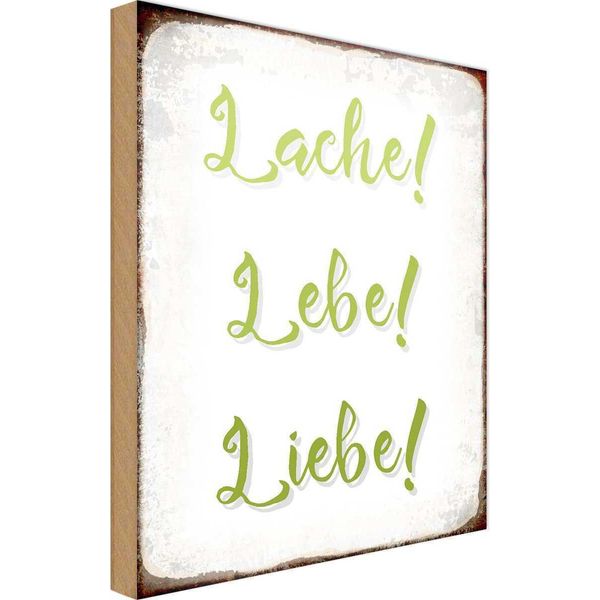 Vianmo Insegna In Legno 18X12 Cm Lache Lebe Liebe-image