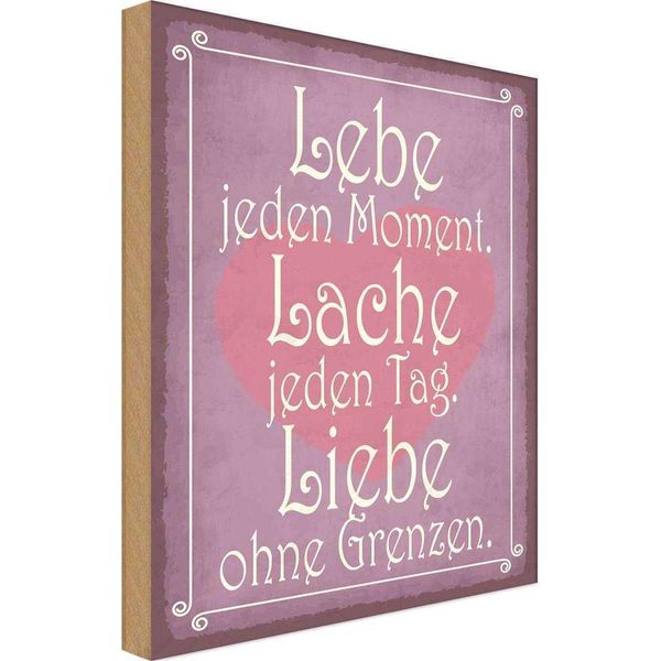 Vianmo Insegna In Legno 30X20 Cm Lebe Jeden Moment Lache Liebe-image