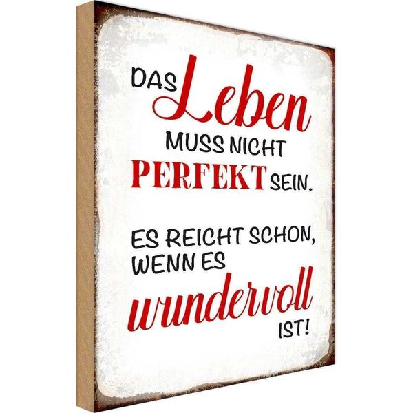 Vianmo Insegna In Legno 30X20 Cm Leben Muss Nicht Perfekt Sein-image