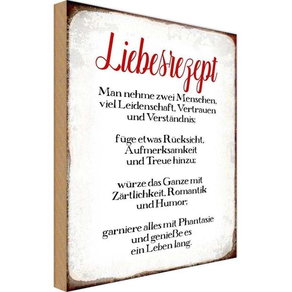 Vianmo Insegna In Legno 18X12 Cm Liebesrezept-image