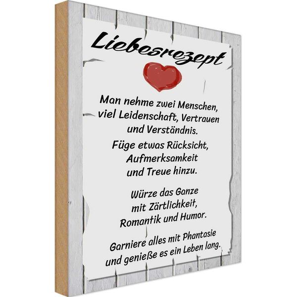 Vianmo Insegna In Legno 30X20 Cm Liebesrezept Nehme 2 Menschen-image