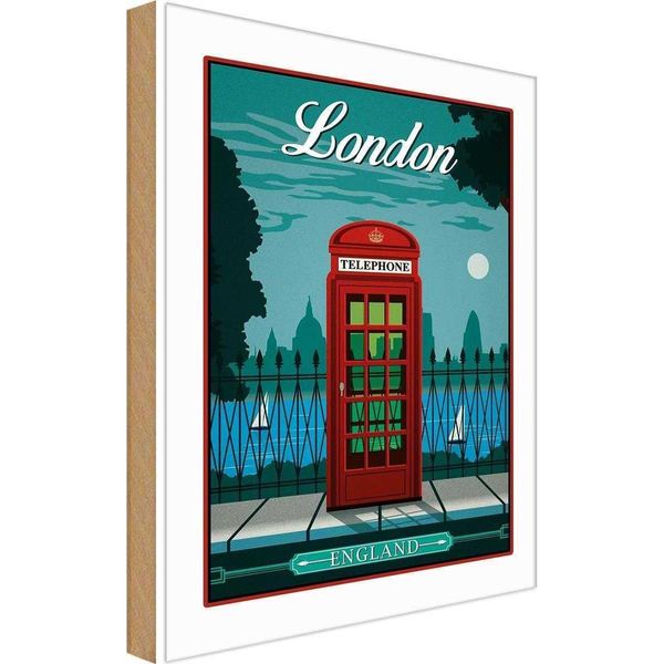 Vianmo Insegna In Legno 18X12 Cm London Red Telephone England Telefon-image