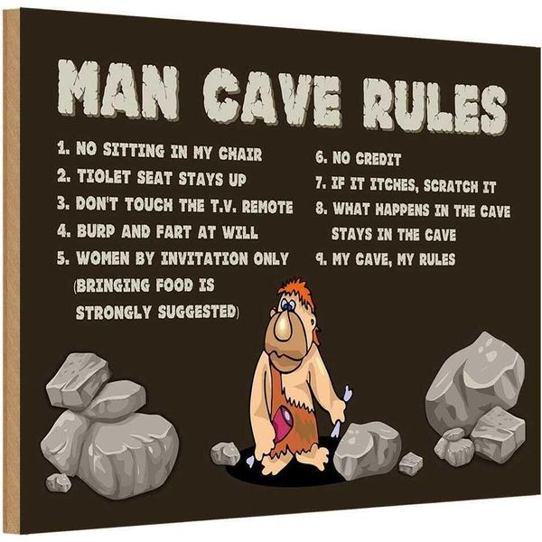 Vianmo Insegna In Legno 12X18 Cm Man Cave Rules MäNner Regeln-image