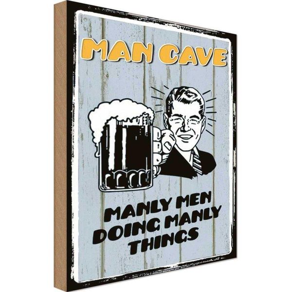 Vianmo Insegna In Legno 18X12 Cm Man Cave Bier Manly Men Doing-image