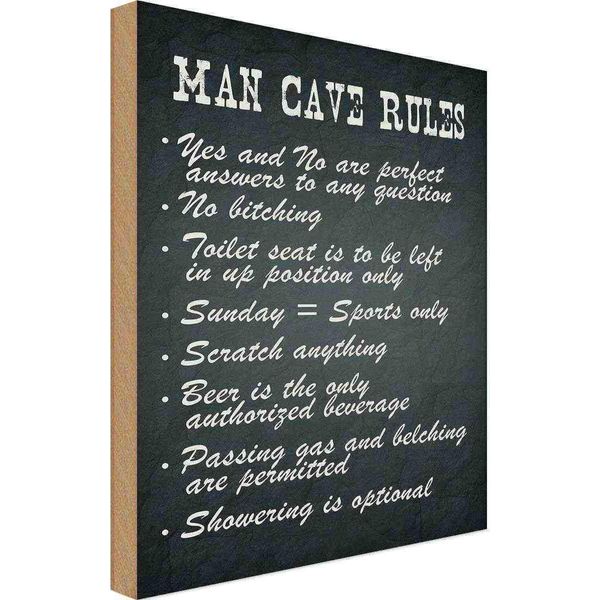 Vianmo Insegna In Legno 18X12 Cm Man Cave Rules MäNner Regeln-image