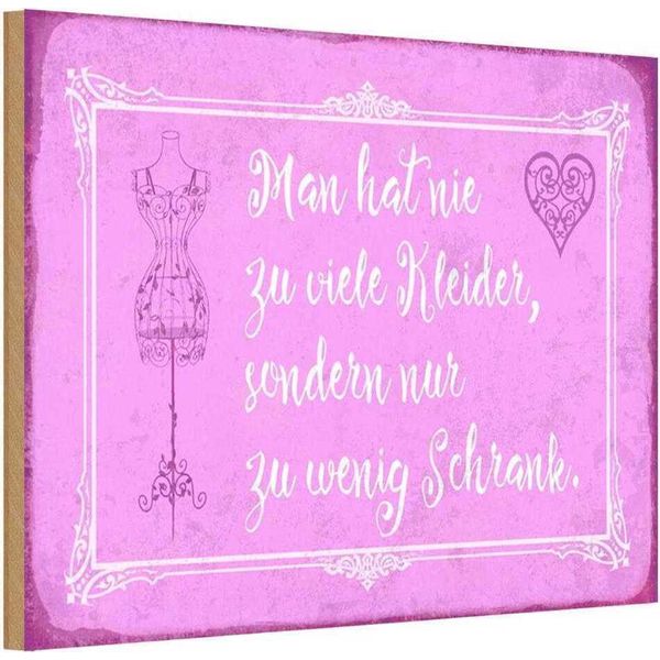 Vianmo Insegna In Legno 12X18 Cm Man Hat Nie Zu Viele Kleider-image