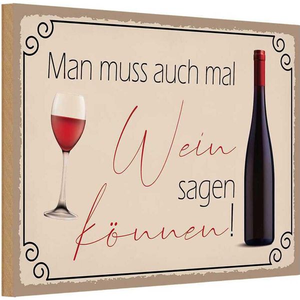 Vianmo Insegna In Legno 20X30 Cm Man Muss Mal Wein Sagen KöNnen-image
