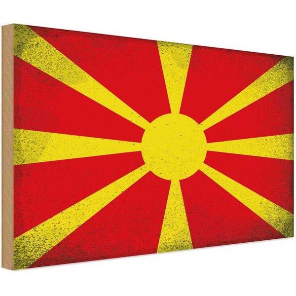 Vianmo Insegna In Legno 20X30 Cm Mazedonien Macedonia Vintage-image