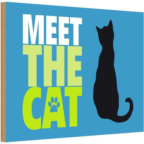 Vianmo Insegna In Legno 20X30 Cm Meet The Cat Katze-image