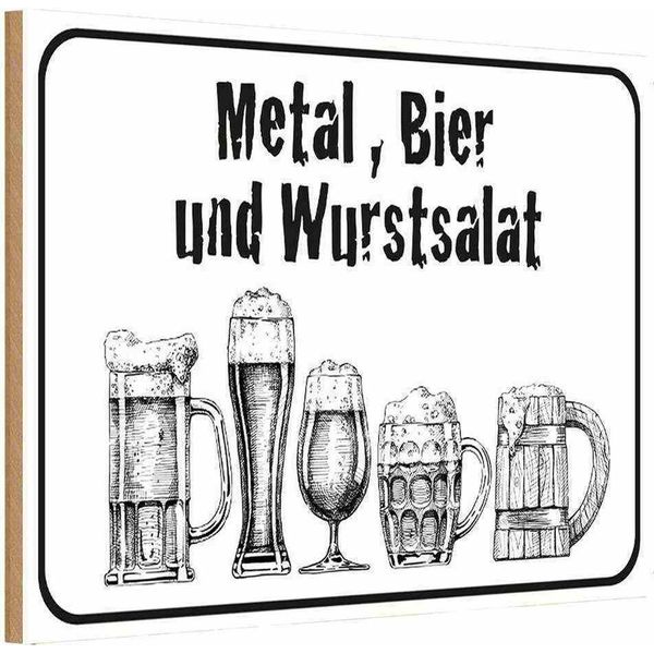 Vianmo Insegna In Legno 12X18 Cm Bier Und Wurstsalat-image