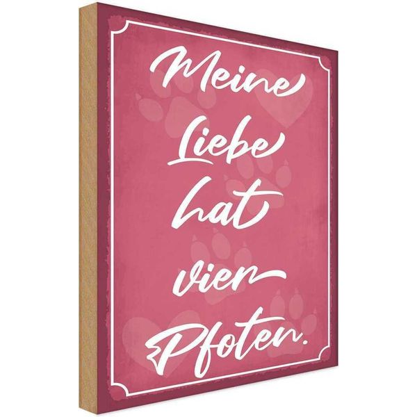 Vianmo Insegna In Legno 30X20 Cm Meine Liebe Hat Vier Pfoten-image