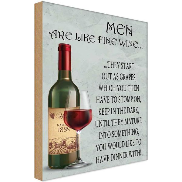 Vianmo Insegna In Legno 18X12 Cm Men Are Like Fine Wine MäNner-image