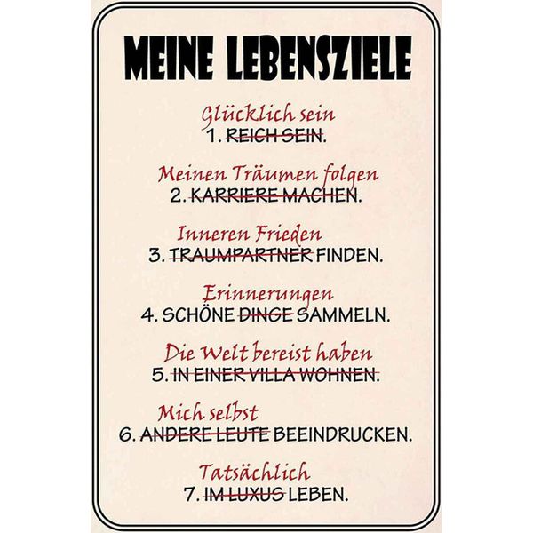 Vianmo Insegna In Legno 18X12 Cm Meine Lebensziele GlüPcklich-image