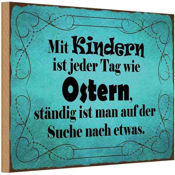Vianmo Insegna In Legno 20X30 Cm Mit Kindern Ist Jeder Tag Ostern-image