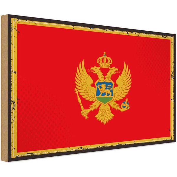Vianmo Insegna In Legno 12X18 Cm Bandiera Montenegro Flag Montenegro-image
