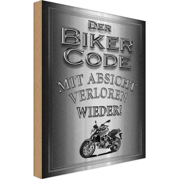 Vianmo Insegna In Legno 18X12 Cm Motorrad Biker Code Mit Absicht-image