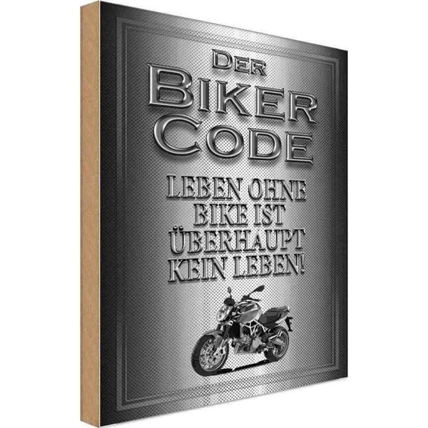 Vianmo Insegna In Legno 18X12 Cm Motorrad Biker Code Leben Ohne Kein Leben-image