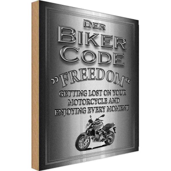 Vianmo Insegna In Legno 18X12 Cm Motorrad Biker Code Freedom Getting-image