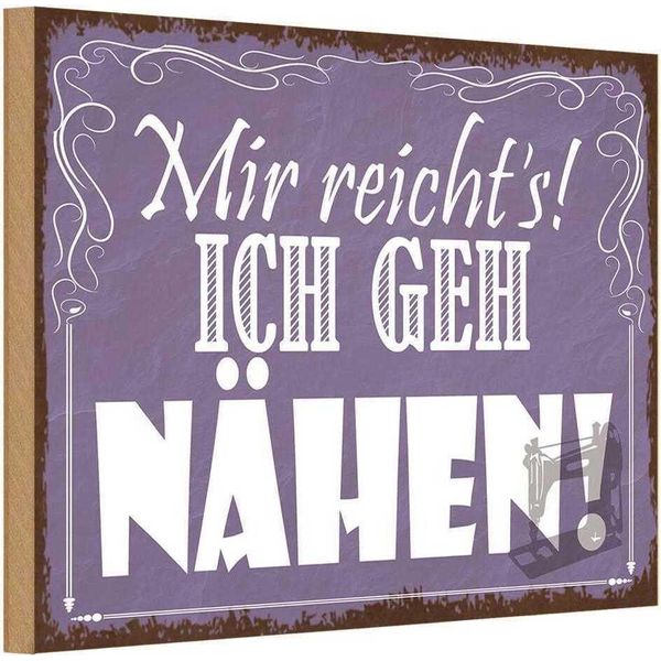 Vianmo Insegna In Legno 12X18 Cm Mir Reicht`S Ich Geh NäHen !-image