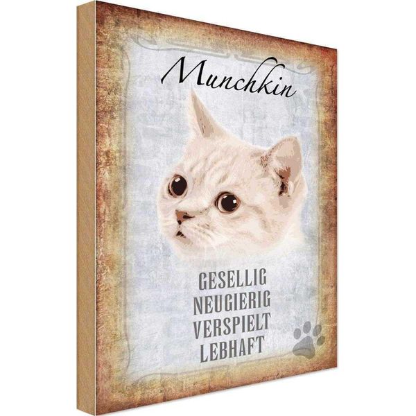 Vianmo Insegna In Legno 18X12 Cm Munchkin Katze Lebhaft-image