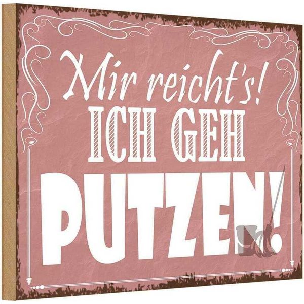 Vianmo Insegna In Legno 12X18 Cm Mir Reicht`S Ich Geh Putzen-image