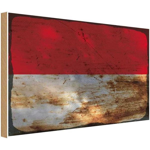 Vianmo Insegna In Legno 12X18 Cm Bandiera Monaco Flag Of Monaco Rost-image