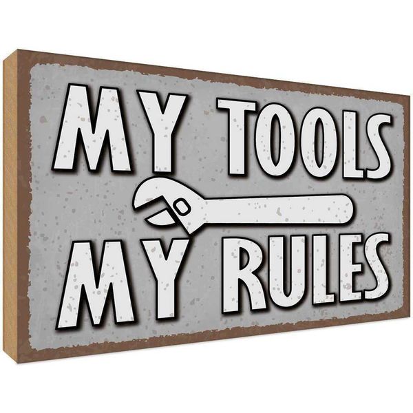 Vianmo Insegna In Legno 20X30 Cm My Tools My Rules-image