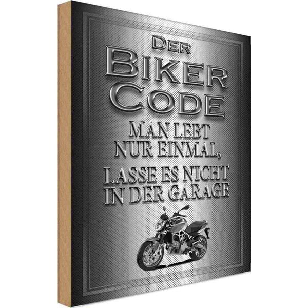 Vianmo Insegna In Legno 18X12 Cm Motorrad Biker Code Man Lebt Nur Einmal-image