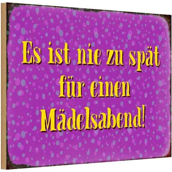 Vianmo Insegna In Legno 12X18 Cm Nie Zu SpäT FüR MäDelsabend-image