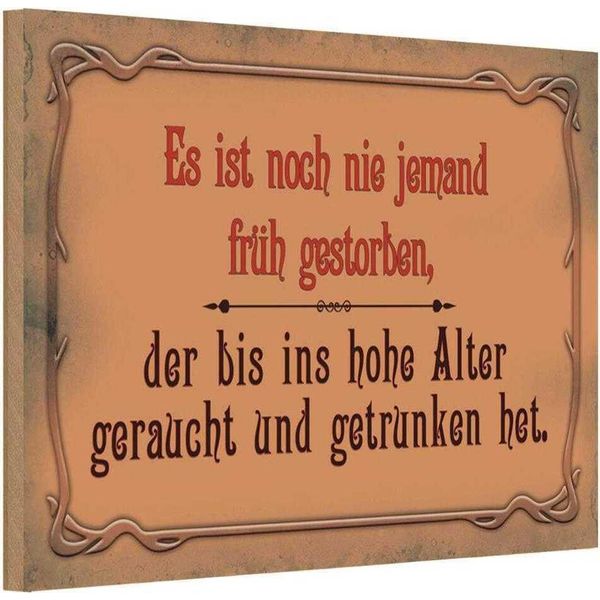 Vianmo Insegna In Legno 12X18 Cm Noch Nie Jemand FrüH Gestorben-image