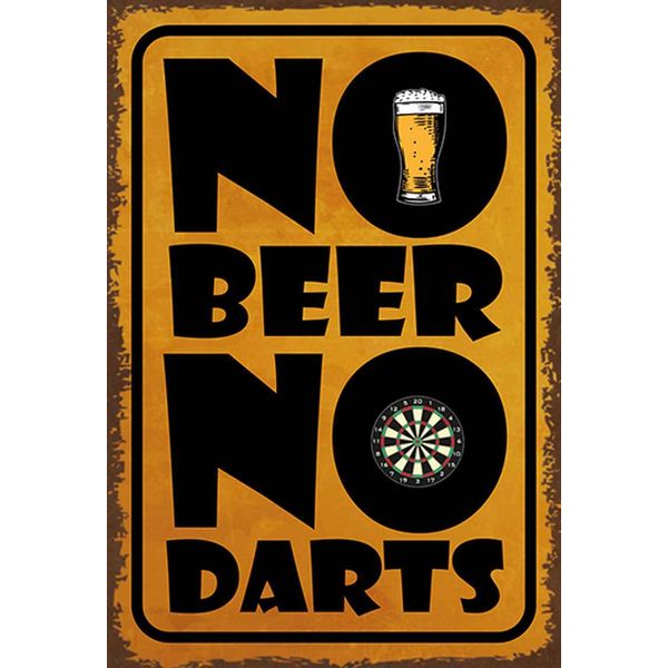 Vianmo Insegna In Legno 18X12 Cm No Beer No Darts-image