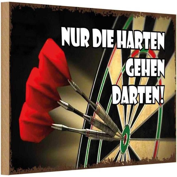 Vianmo Insegna In Legno 12X18 Cm Nur Die Harten Gehen Darten-image