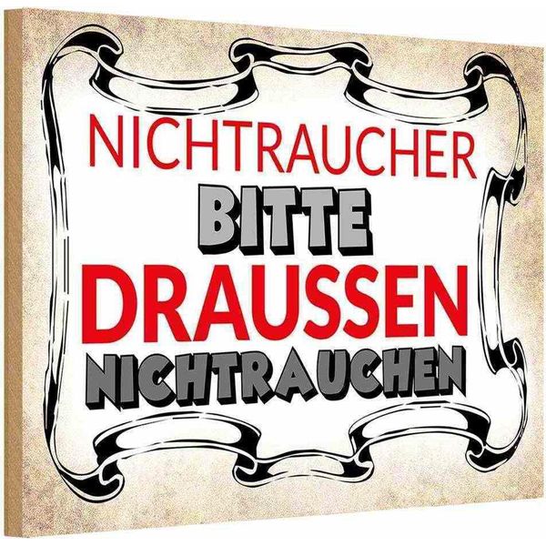 Vianmo Insegna In Legno 12X18 Cm Nichtraucher Bitte DraußEn-image