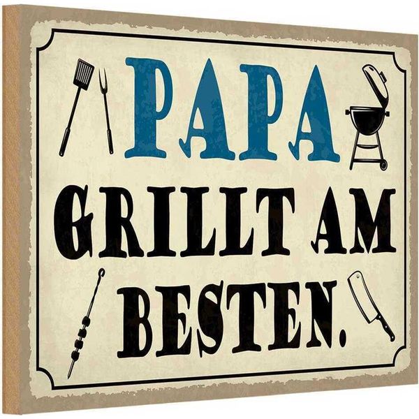 Vianmo Insegna In Legno 20X30 Cm Papa Grillt Am Besten-image