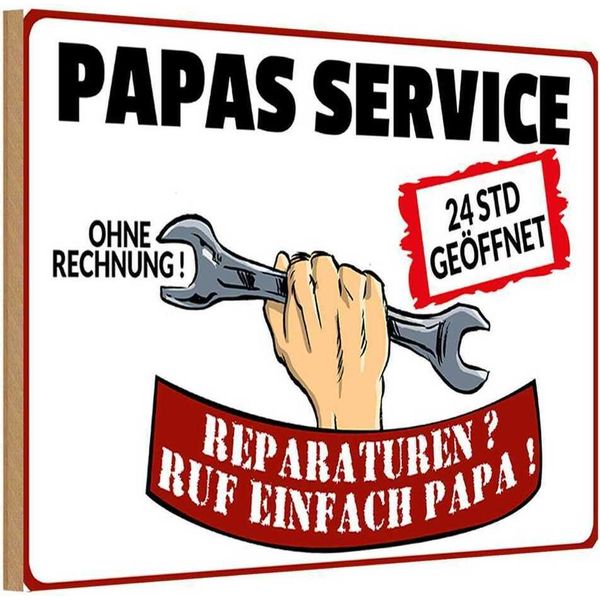 Vianmo Insegna In Legno 20X30 Cm Papas Service Ohne Rechnung-image