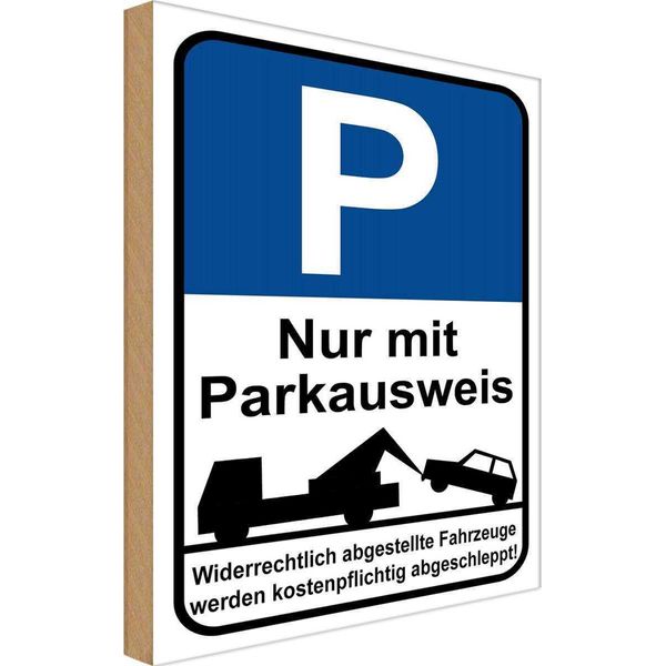 Vianmo Insegna In Legno 30X20 Cm Parkplatzschild Mit Parkausweis-image