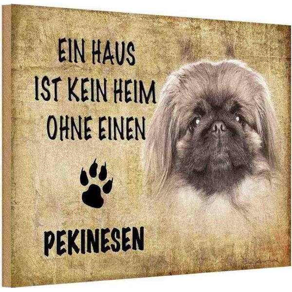 Vianmo Insegna In Legno 20X30 Cm Pekinesen Hund Ohne Kein Heim-image