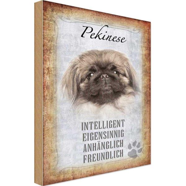Vianmo Insegna In Legno 18X12 Cm Pekinese Hund-image