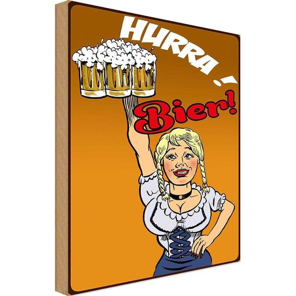 Vianmo Insegna In Legno 30X20 Cm Pinup Alkohol Hurra! Bier-image