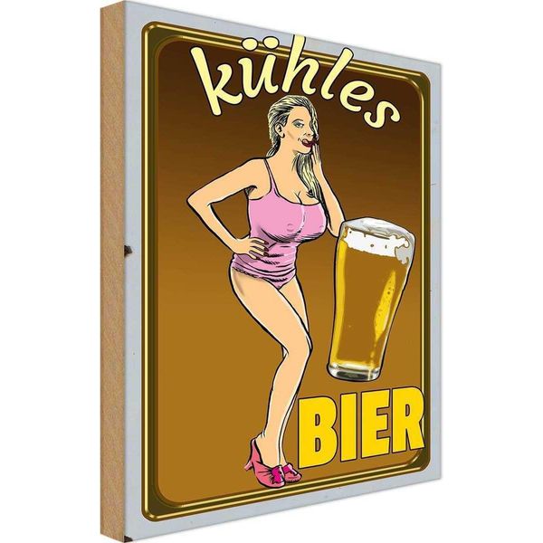 Vianmo Insegna In Legno 18X12 Cm Pinup Alkohol KüHles Bier-image