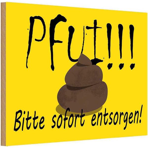 Vianmo Insegna In Legno 12X18 Cm Pfui Bitte Sofort Entsorgen-image