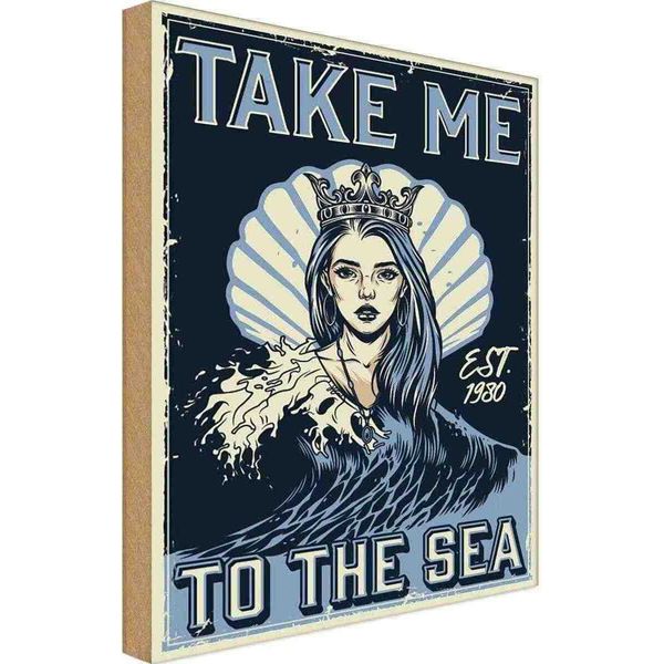 Vianmo Insegna In Legno 18X12 Cm Pinup Take Me To The Sea-image