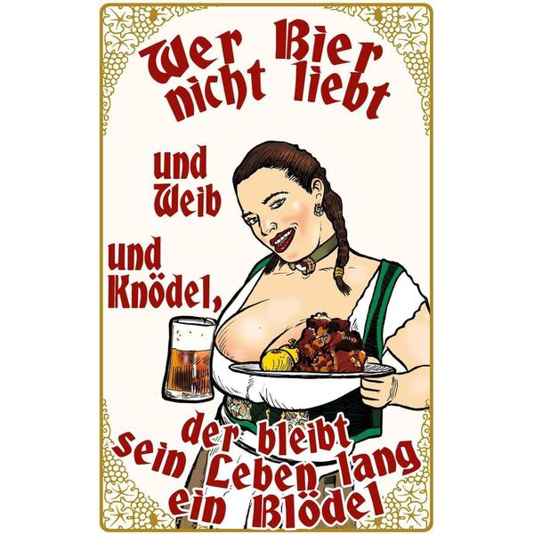 Vianmo Insegna In Legno 18X12 Cm Pinup Wer Bier Nicht Liebt Ein BlöDel-image
