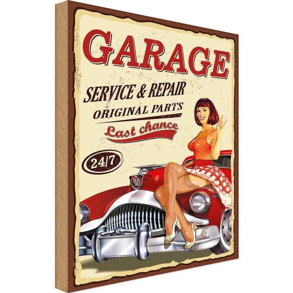 Vianmo Insegna In Legno 30X20 Cm Pinup Garage Service Repair 24/7-image