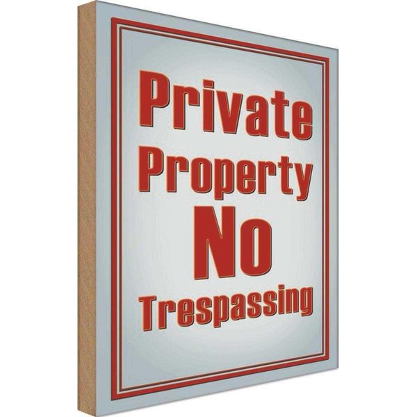 Vianmo Insegna In Legno 30X20 Cm Private Property No Trespassing-image