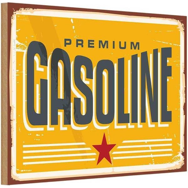Vianmo Insegna In Legno 20X30 Cm Premum Gasoline Tankstelle Benzin-image