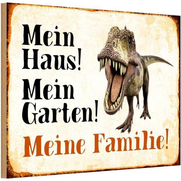 Vianmo Insegna In Legno 20X30 Cm Reptilien Dinosaurier Mein Haus Garten-image