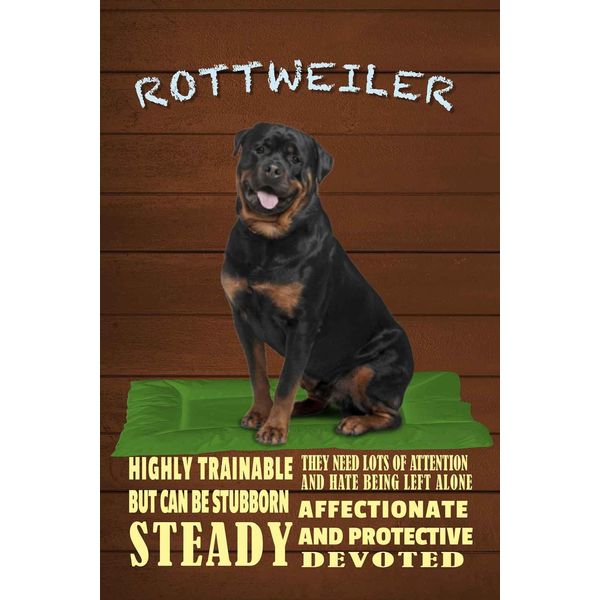 Vianmo Insegna In Legno 18X12 Cm Rottweiler Hund Highly Trainable-image