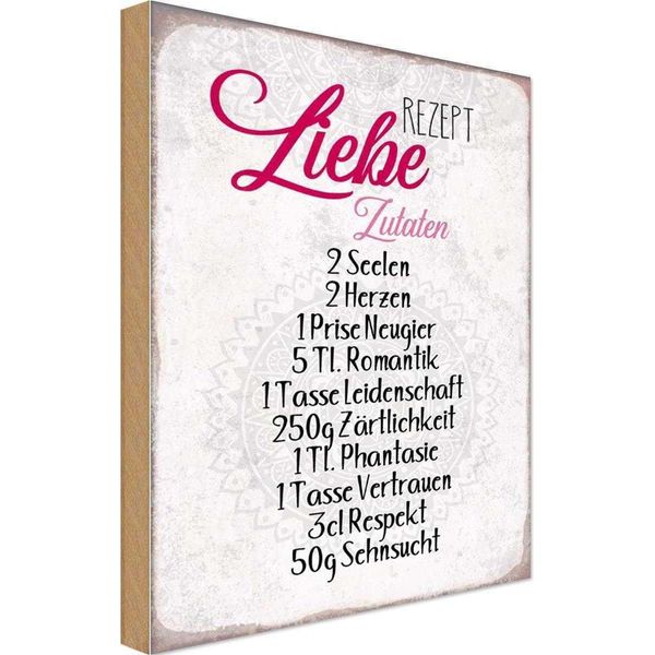 Vianmo Insegna In Legno 30X20 Cm Rezept Liebe Zutaten-image